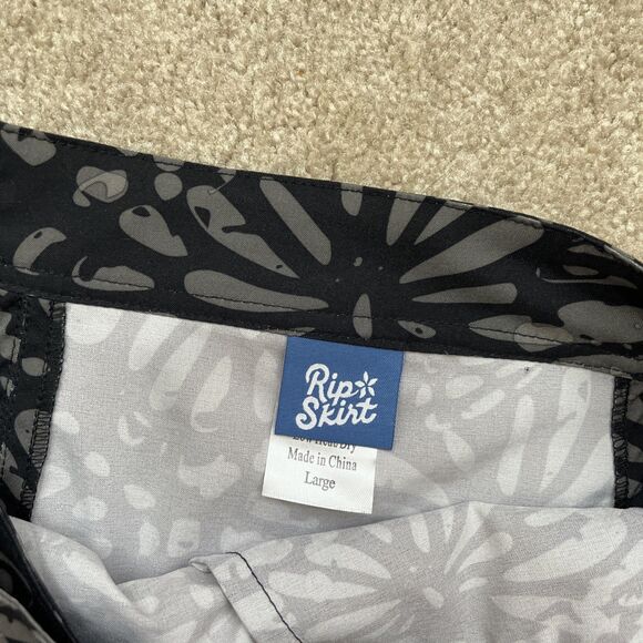 Rip Skirt Hawaii Wrap Skirt Womens Large Black Floral Beach Pockets Resort Wear - Picture 2 of 6